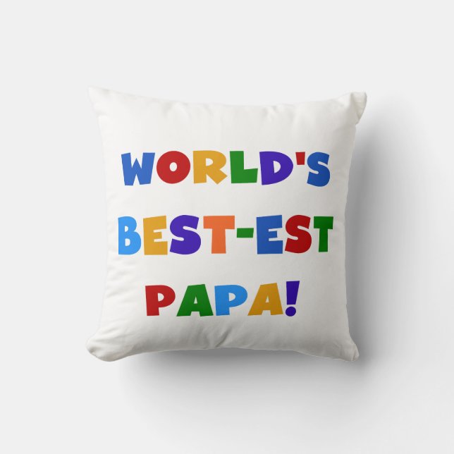 Coussin Bright Colours World's Best Papa Tshirts and Gifts (Recto)