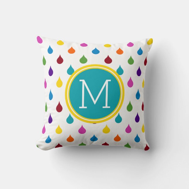 Coussin Bright Rainbow Raindrops Monogram (Recto)