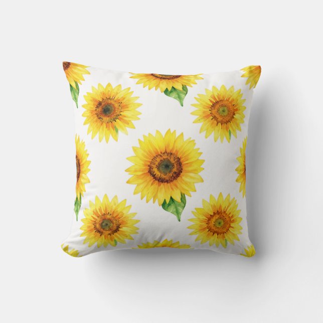 Coussin Bright Sunflower Watercolor Seamless Pattern (Recto)