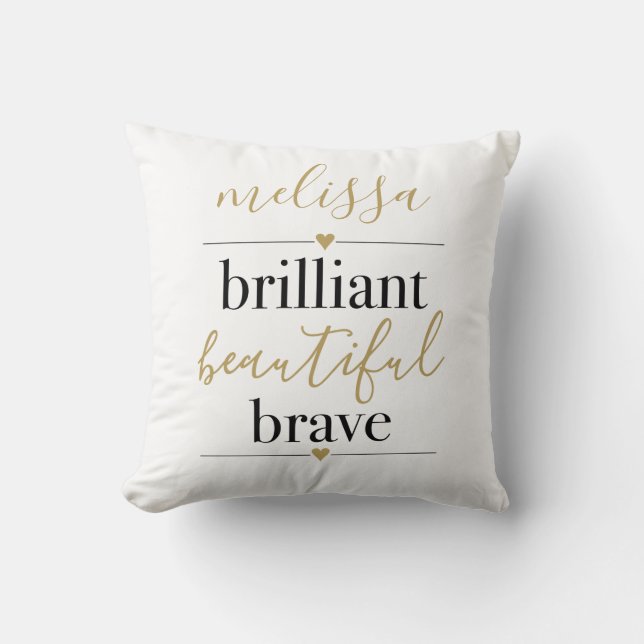 Coussin Brillant Beau Brave Nom personnalisé (Recto)