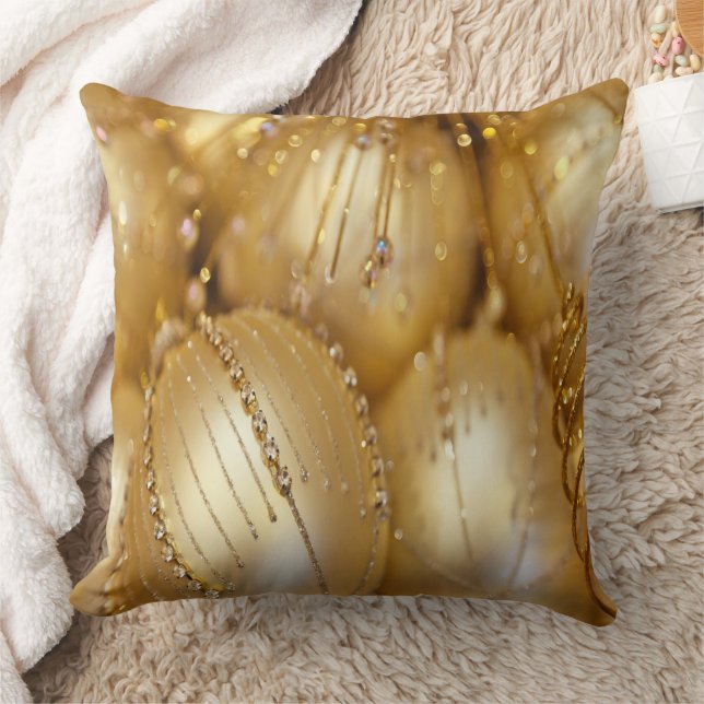 Coussin Brillantes ampoules de Noël Or (Couverture)