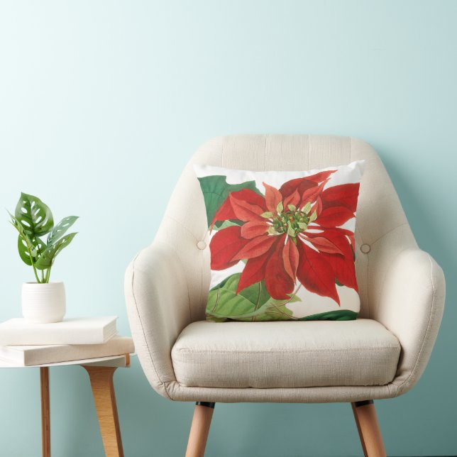 Coussin Brilliant Rouge Poinsettia Botanique (Chaise)