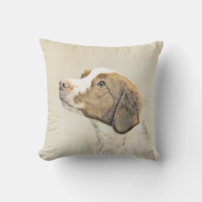 Coussin Brittany Peinture - Cute Original Chien Art (Recto)