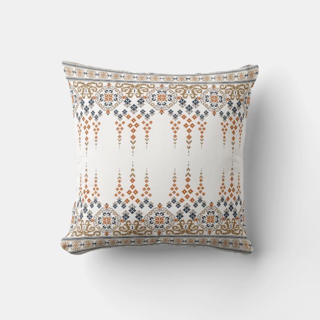 Coussin Broderie de croix florale (Recto)