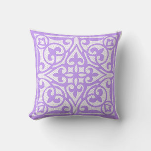 Coussin Broderie suisse sur lin - violet