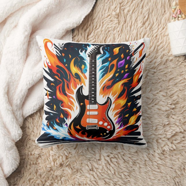 Coussin Bronzage de guitare avec énergie dans un affichage (Couverture)