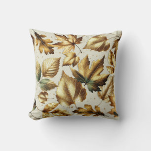 Coussin Bronze Or Feuille Amande Beige Glam Fall