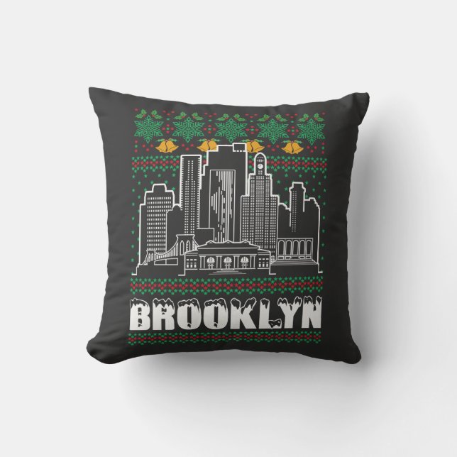 Coussin Brooklyn New York Noël laid (Recto)