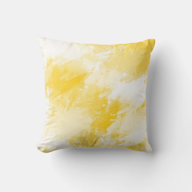 Coussin Brosse Abstraite jaune et blanche (Recto)
