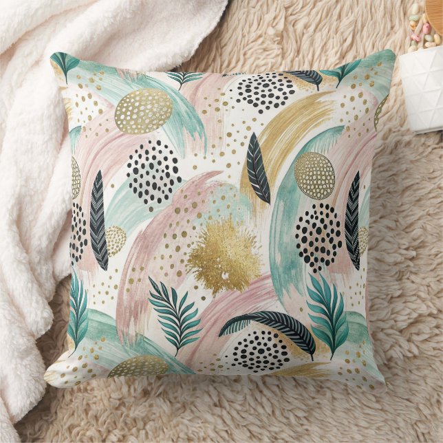 Coussin Brosse botanique et Abstraite or (Couverture)