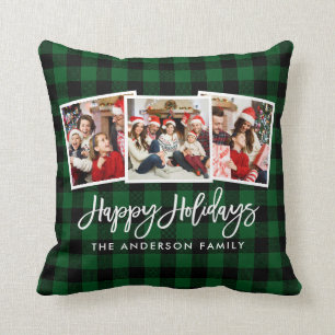 Coussin Brosse moderne Script 3 Vacances photo Vert Plaid