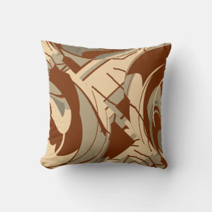 Coussin Brown Beige Tan Méditerranée Lush Feuille Motif