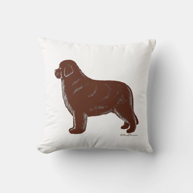Coussin Brown de chien de Terre-Neuve (Recto)