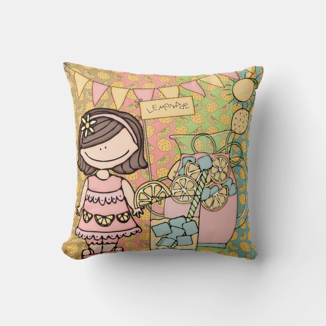 Coussin Brown de la lémonade de la fille de cheveu (Recto)