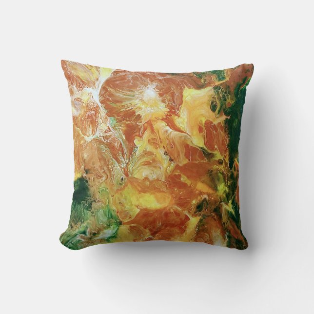 Coussin Brown Gold Green Abstrait (Recto)