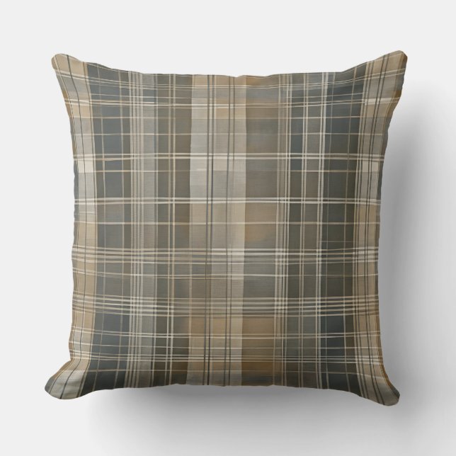 Coussin Brown Gris Beige Moderne Agritourisme Plaid (Recto)