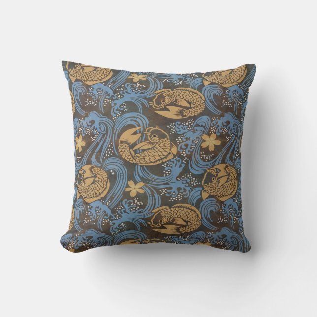 Coussin Brown japonais Koi Carp (Recto)