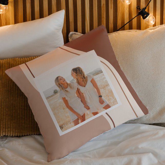 Coussin Brown Moderne Et Beige | Cadeau photo (Créateur téléchargé)