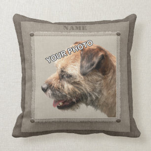 Coussin Brown Portrait d'animaux de compagnie Photo Frange
