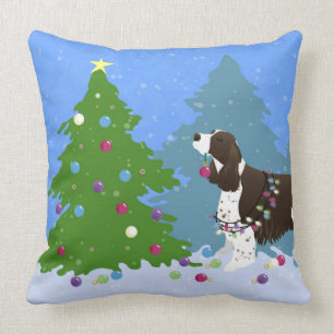 Coussin Brown Springer Spaniel Décoration Arbre de Noël
