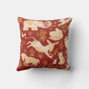 Coussin Brown vintage assortiment animaux art