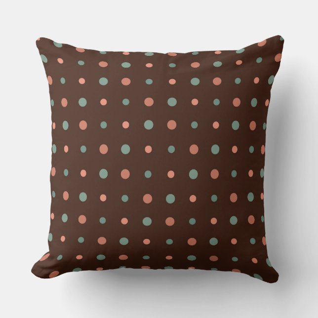 Coussin Brown with dusty pink and blue dots (Recto)