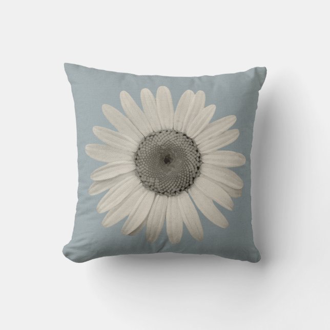 Coussin Bruit de marguerite de gris bleu de couleur (Recto)
