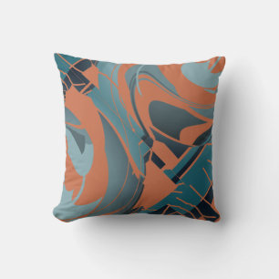 Coussin Brûlé Orange Ardoise Marée Florale Motif