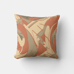 Coussin Brûlé Orange Beige Taupe Frottant Lush Leaf Mosaïq