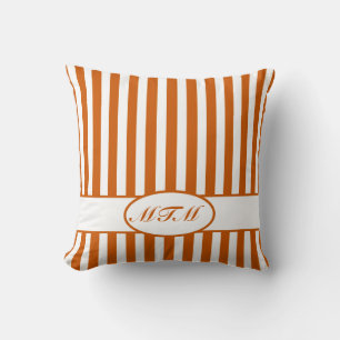 Coussin Brûler les rayures automnales avec monogramme