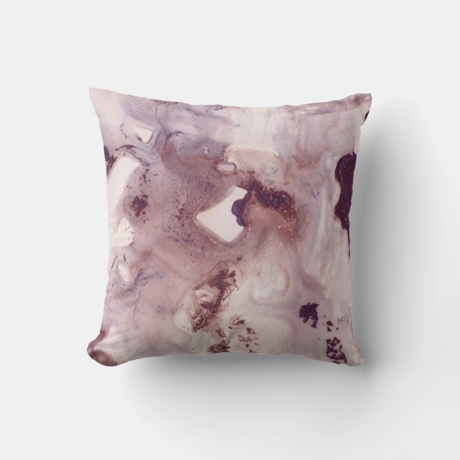 Coussin Brumage d'encre prune en marbre glam #1 #mur #déco (Recto)