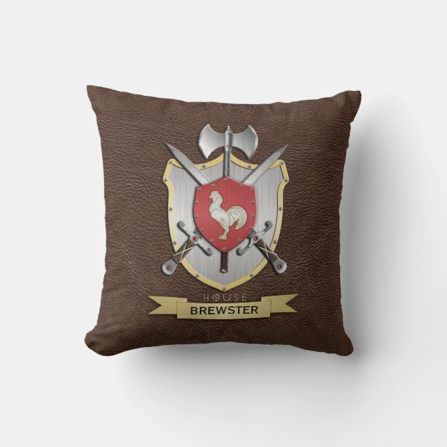 Coussin Brun de crête de bataille de Sigil de coq (Recto)