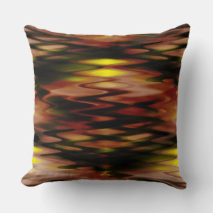 Coussin Brun dégradé à jaune formant zig-zag abstrait