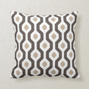 Coussin Brun géométrique de motif de lien d'hexagone