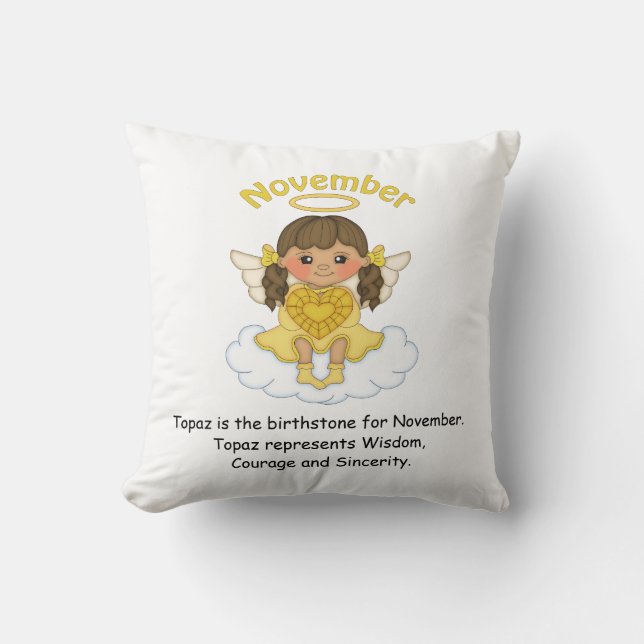 Coussin Brune d'ange de pierre porte-bonheur de novembre (Recto)