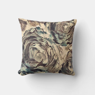 Coussin Brush art Abstrait texturé rose imprimé brun beig