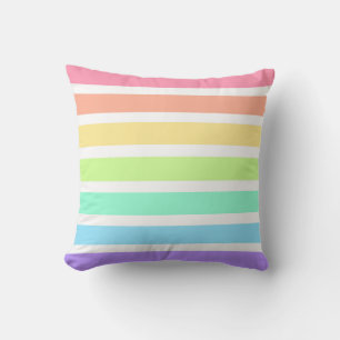 Coussin Bubblegum arc-en-ciel et bandes blanches