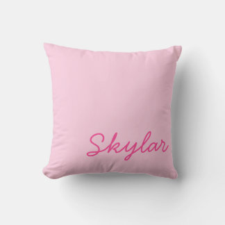 Coussin Bubblegum rose et rose chaud Nom personnalisé Mono