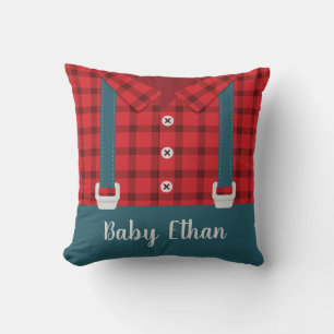 Coussin Bûcheron mignon et denim, Décoration de nursery