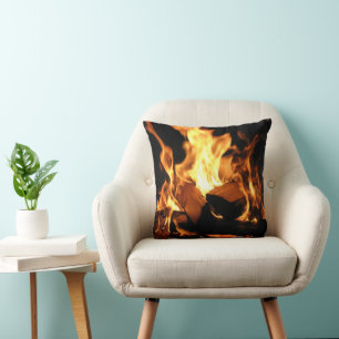Coussin Bûches en feu Flammes et braises