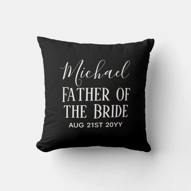 Coussin BUDGET Bestman Groomsmen Cadeaux Noir Blanc (Recto)
