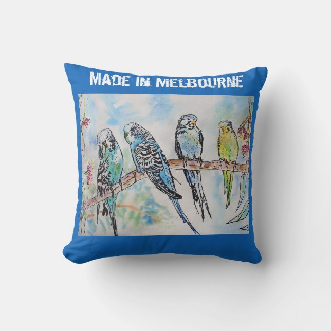 Coussin Budgie Budgerigar Bird Made In Melbourne  (Recto)