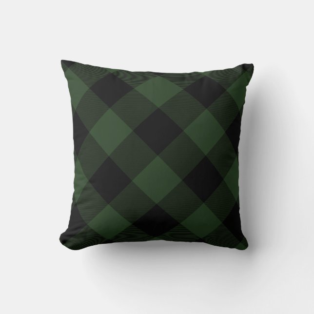 Coussin Buffalo Check Celtic Green et Black Xmas Plaid (Recto)