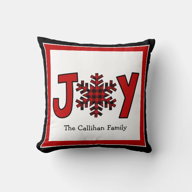 Coussin Buffalo Plaid Christmas Joy (Recto)
