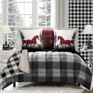 Coussin Buffalo Plaid Sauvage Horse Forêt de pins