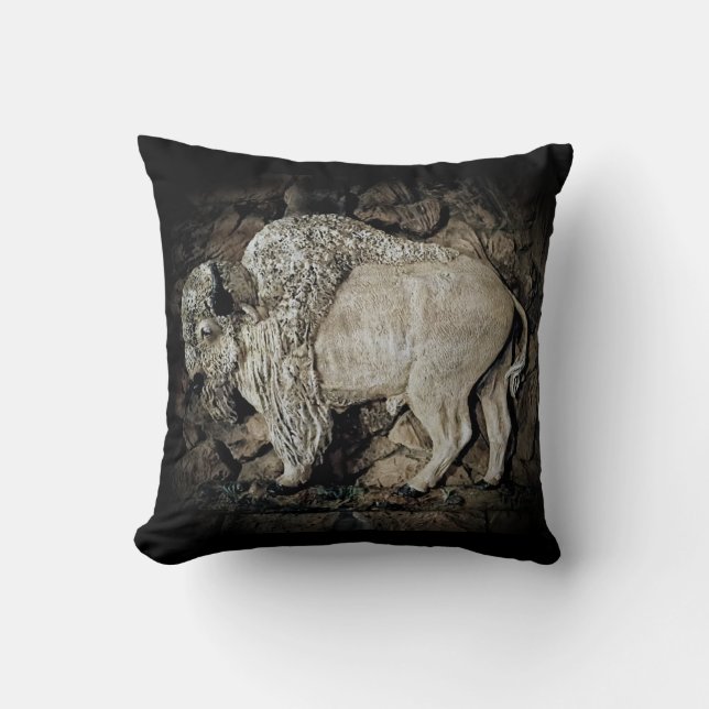 Coussin "Buffle blanc" œuvre originale (Recto)