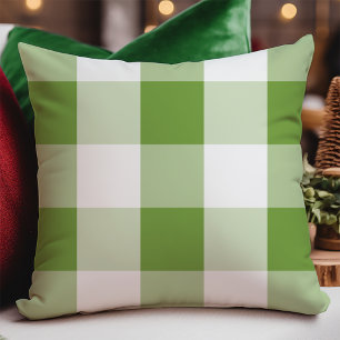 Coussin Buffle blanc vert classique Check Noël