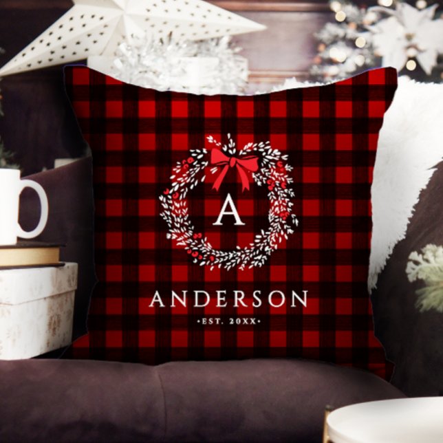 Coussin Buffle de Wreath de vacances Rustique personnalisé (Créateur téléchargé)