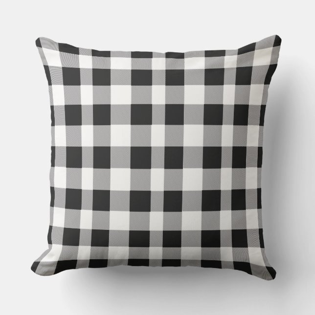 Coussin Buffle noir blanc En vichy vérifier les jours féri (Recto)