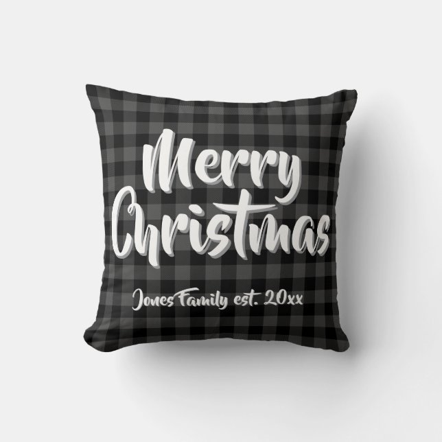 Coussin Buffle noir gris classique plaid personnalisé (Recto)
